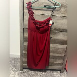 Enfocus Studio One-Shoulder Dress in Deep Red